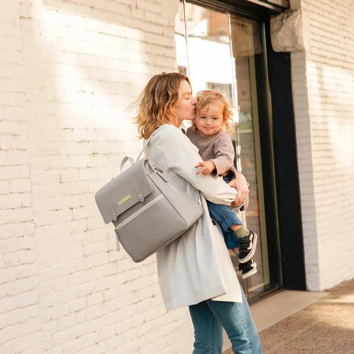 Meta Backpack in Sand Cable Stitch, Tandem Tote & Stoller Clips Bundle