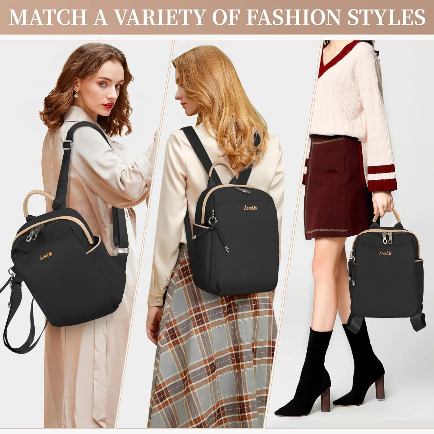 Mini Backpack, Small Lightweight Travel Backpack Purse, Waterproof Daily Backpack Purses, Black