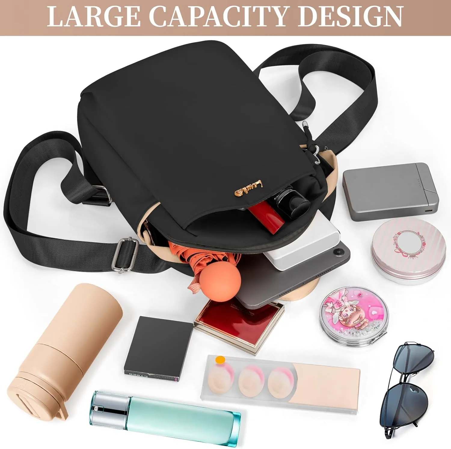 Mini Backpack, Small Lightweight Travel Backpack Purse, Waterproof Daily Backpack Purses, Black