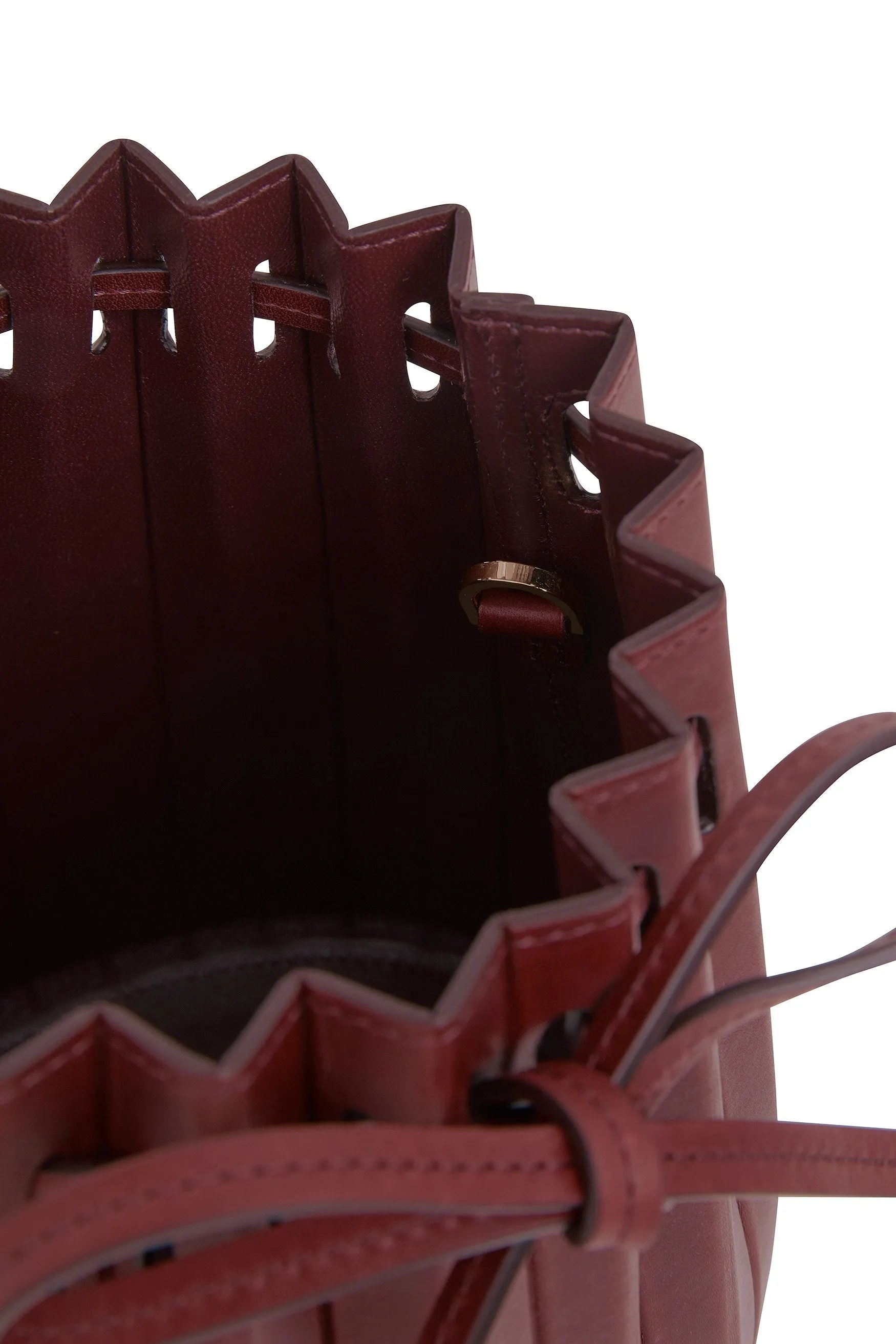 Mini Pleated Bucket Bag - Bordo
