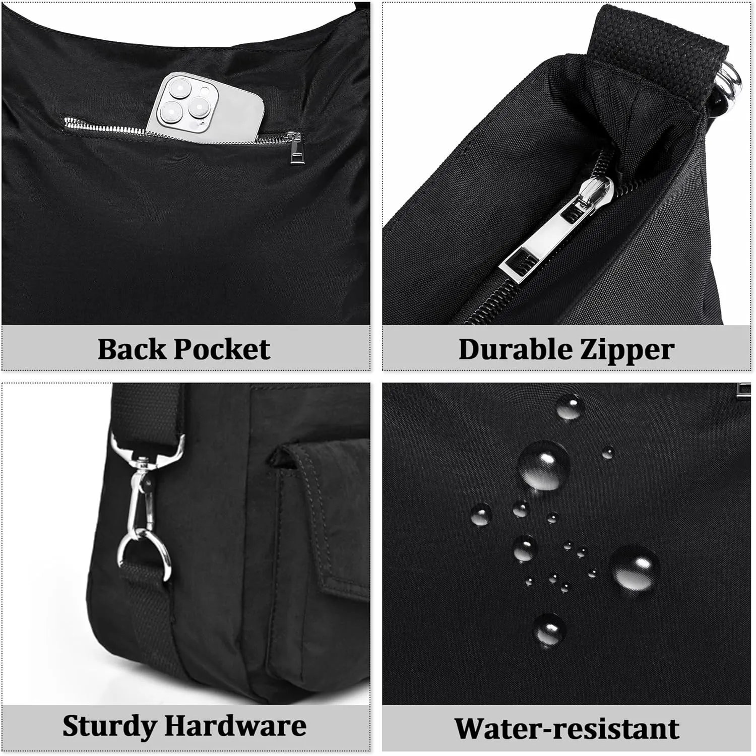 Multipurpose Hobo Purse for Women with Antitheft RFID, Waterproof Nylon Crossbody Bag Shoulder Handbag, Convertible Backpack