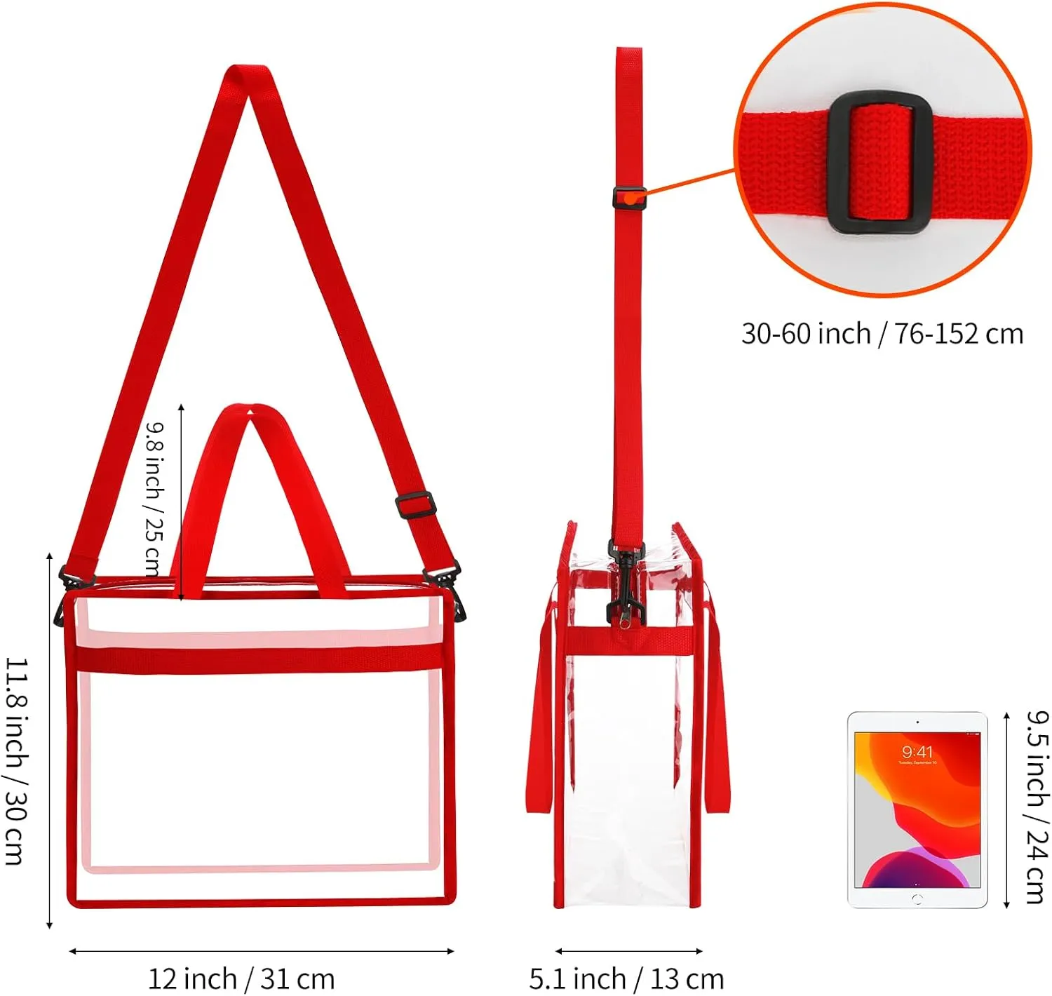 NATURAL STYLE Clear Tote Bag Stadium Security Approved, See Through Clear Handbag Purse Bag for Work, Beach, Stadium