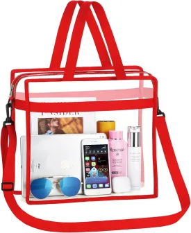 NATURAL STYLE Clear Tote Bag Stadium Security Approved, See Through Clear Handbag Purse Bag for Work, Beach, Stadium