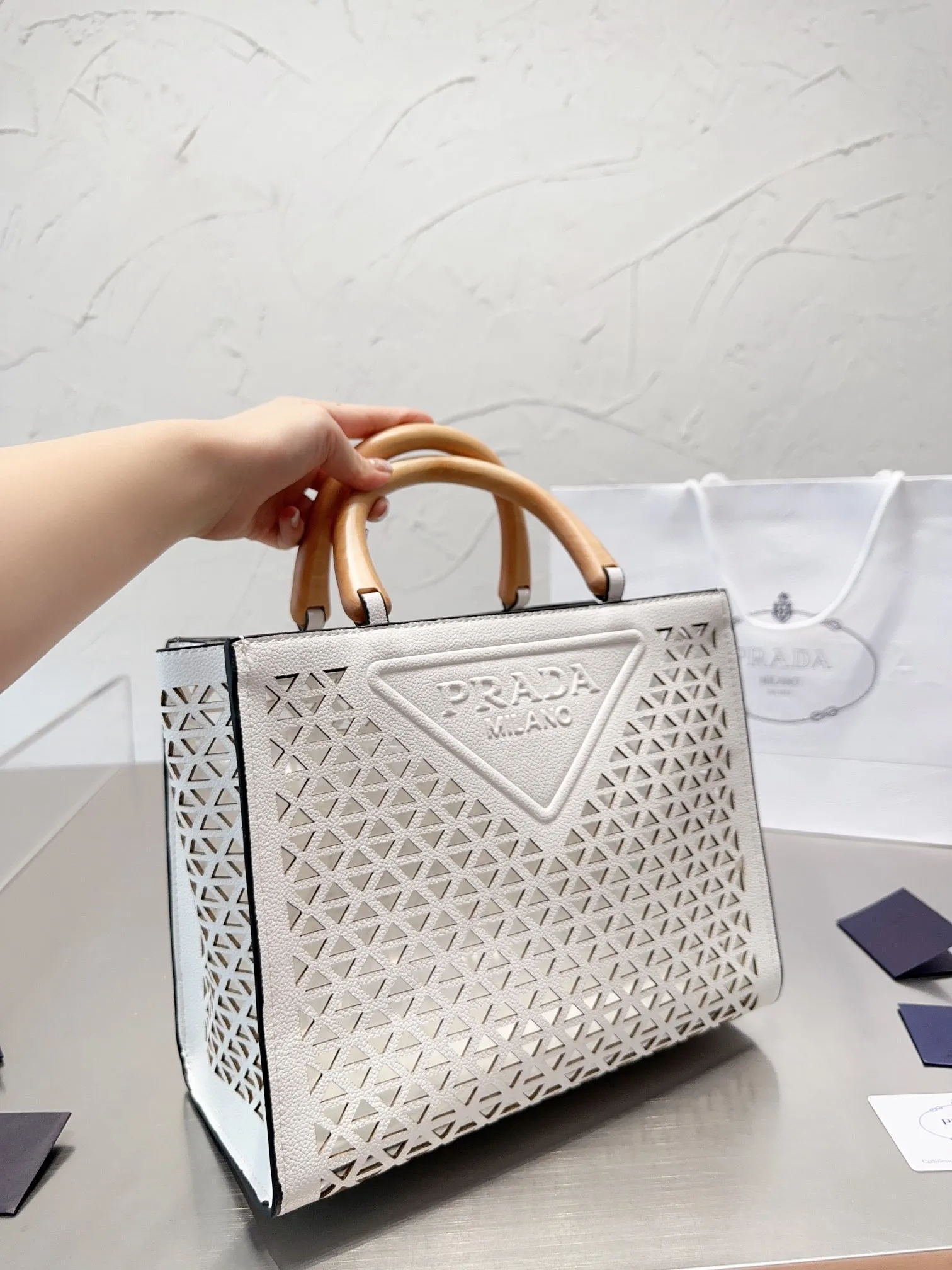 PD248 Small Leather Prada Symbole Bag / 11.8x9.4x3.7inch