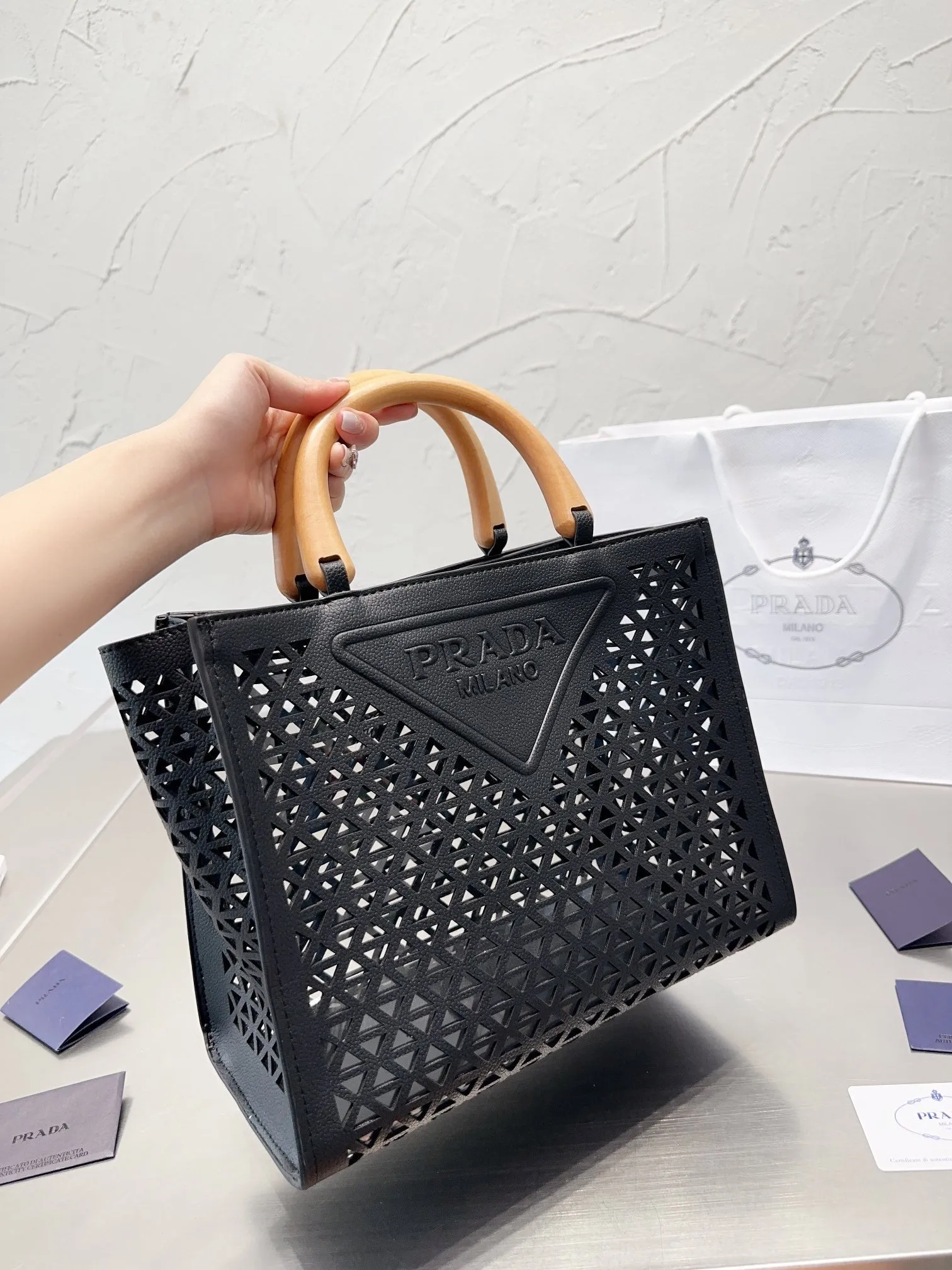 PD248 Small Leather Prada Symbole Bag / 11.8x9.4x3.7inch