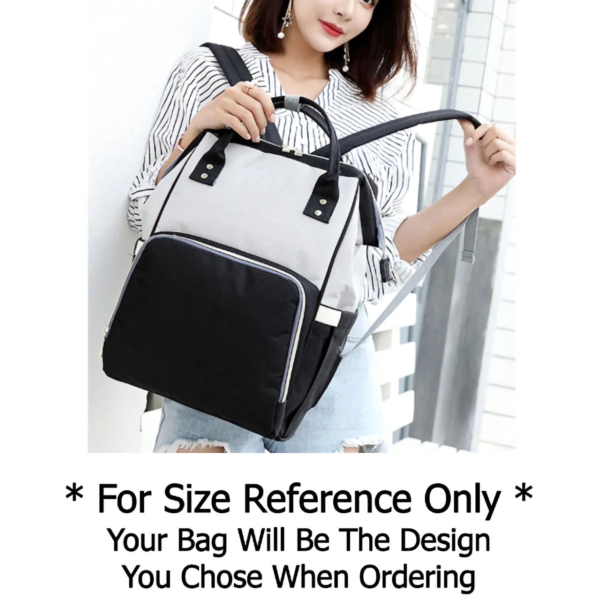 Personalized Patchwork Soft Green With Personalized Name Label Multi-Function Backpack