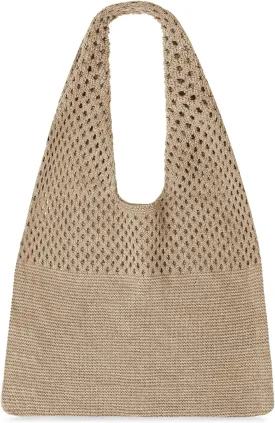 SANSTHS Crochet Mesh Beach Tote Bag Retro Hobo Knitted Bag Woven Tote Summer Shoulder Bag for Women