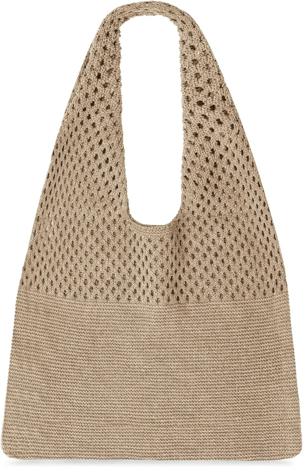 SANSTHS Crochet Mesh Beach Tote Bag Retro Hobo Knitted Bag Woven Tote Summer Shoulder Bag for Women