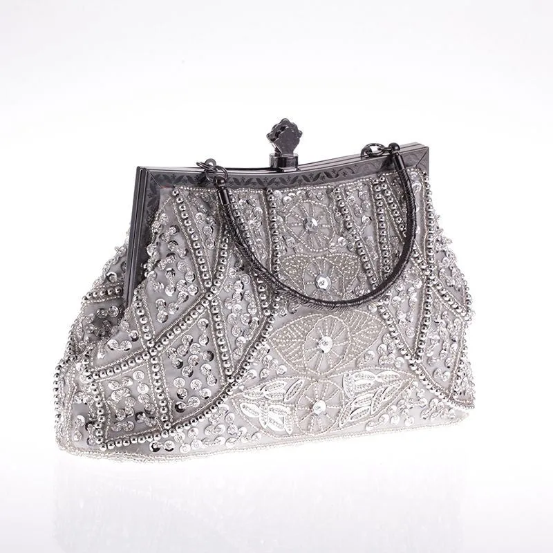 Silver  Beaded Purse