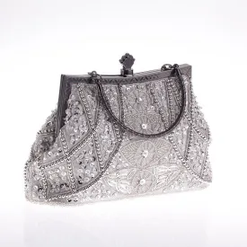 Silver  Beaded Purse
