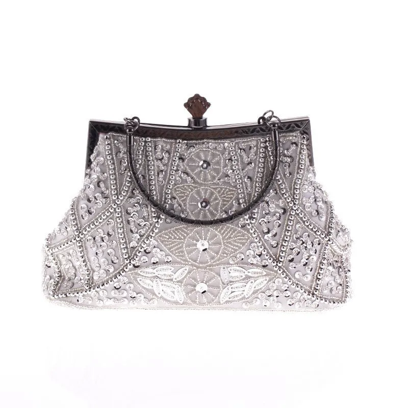 Silver  Beaded Purse
