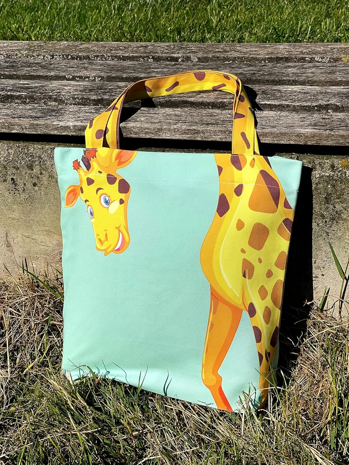 Sophie the Giraffe - Funny Giraffe Decor - Reusable Canvas Tote Bag for Women - Book Tote - Green