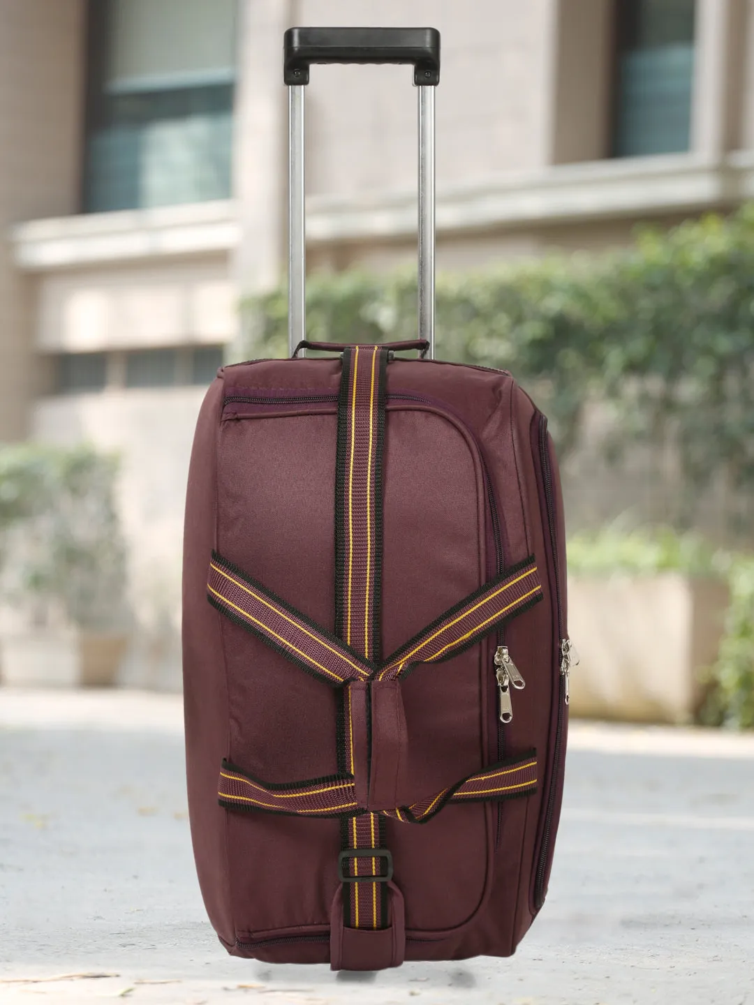 Teakwood Leathers Purple Solid Medium Duffle Trolley Bag