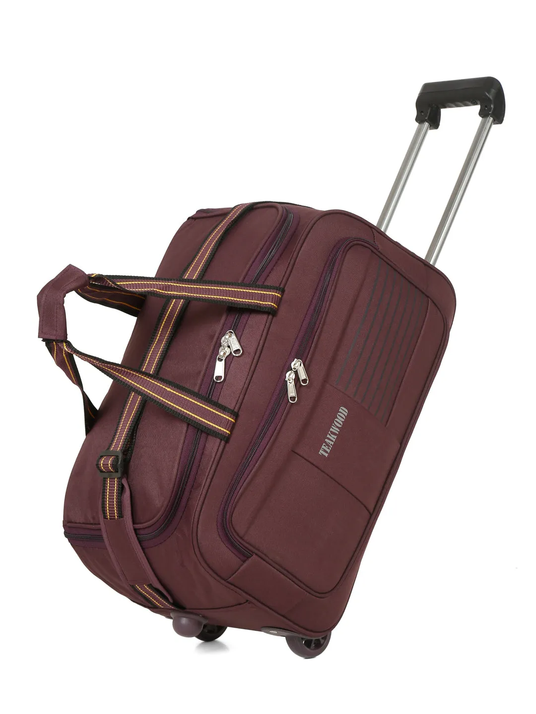 Teakwood Leathers Purple Solid Medium Duffle Trolley Bag