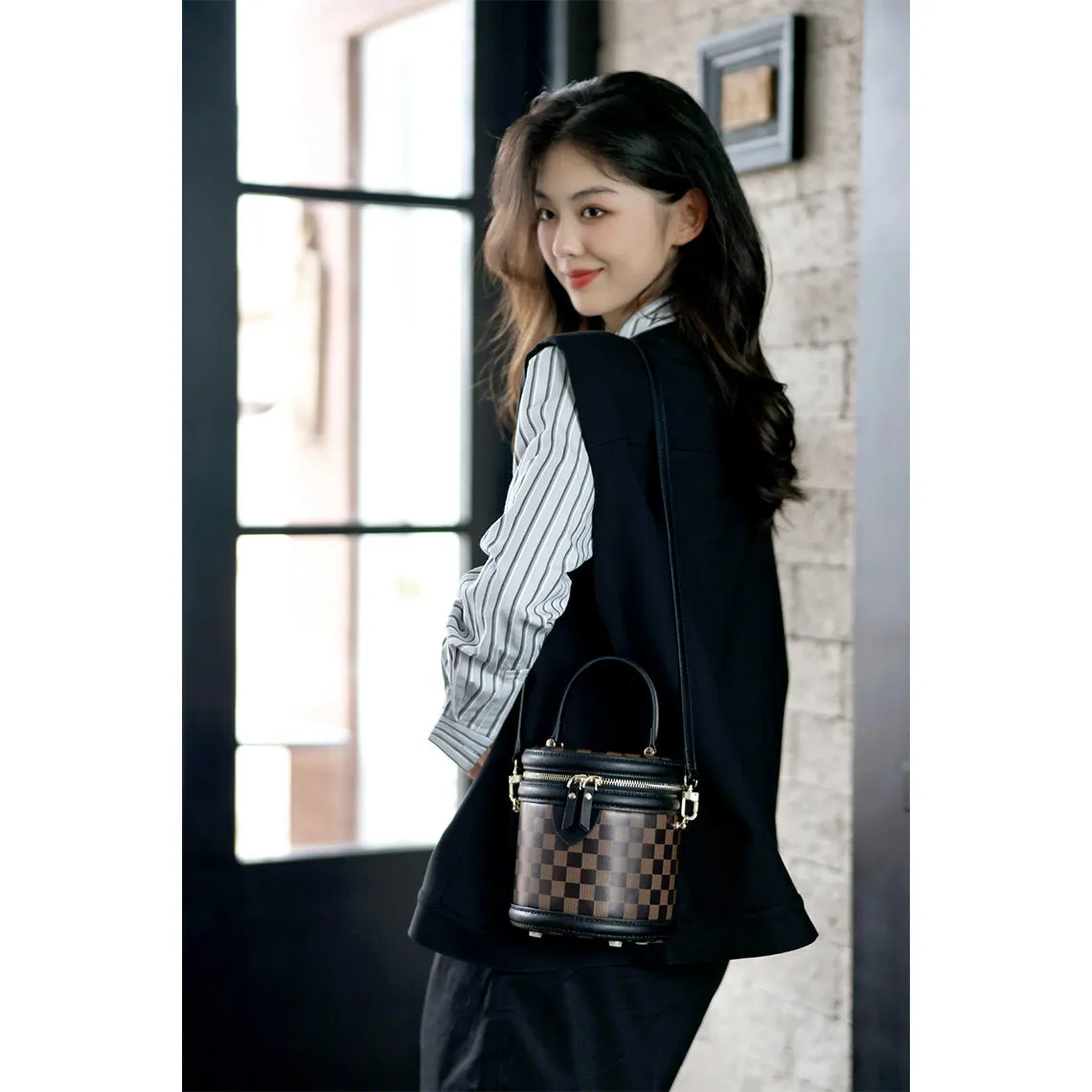 Top Grain Leather Checker Bucket Bag DIY Kits