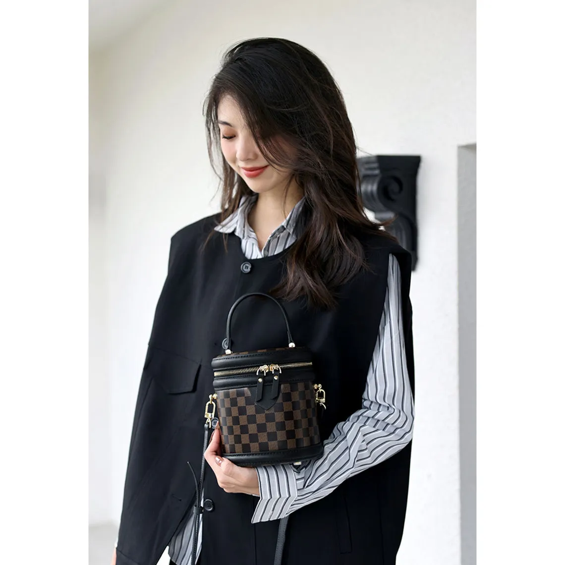 Top Grain Leather Checker Bucket Bag DIY Kits
