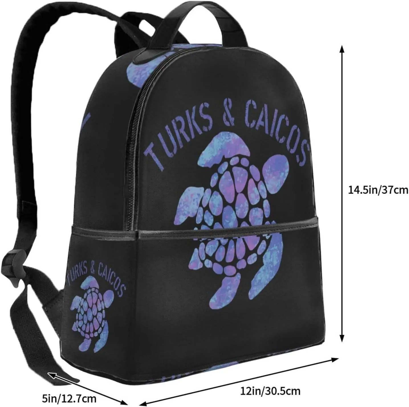 Turks Caicos Islands Flag Turtle Casual Backpack Travel Backpacks Outdoor Sports Rucksack Lightweight Daypack Fashion Carry-on Bag for Weekender Traveling