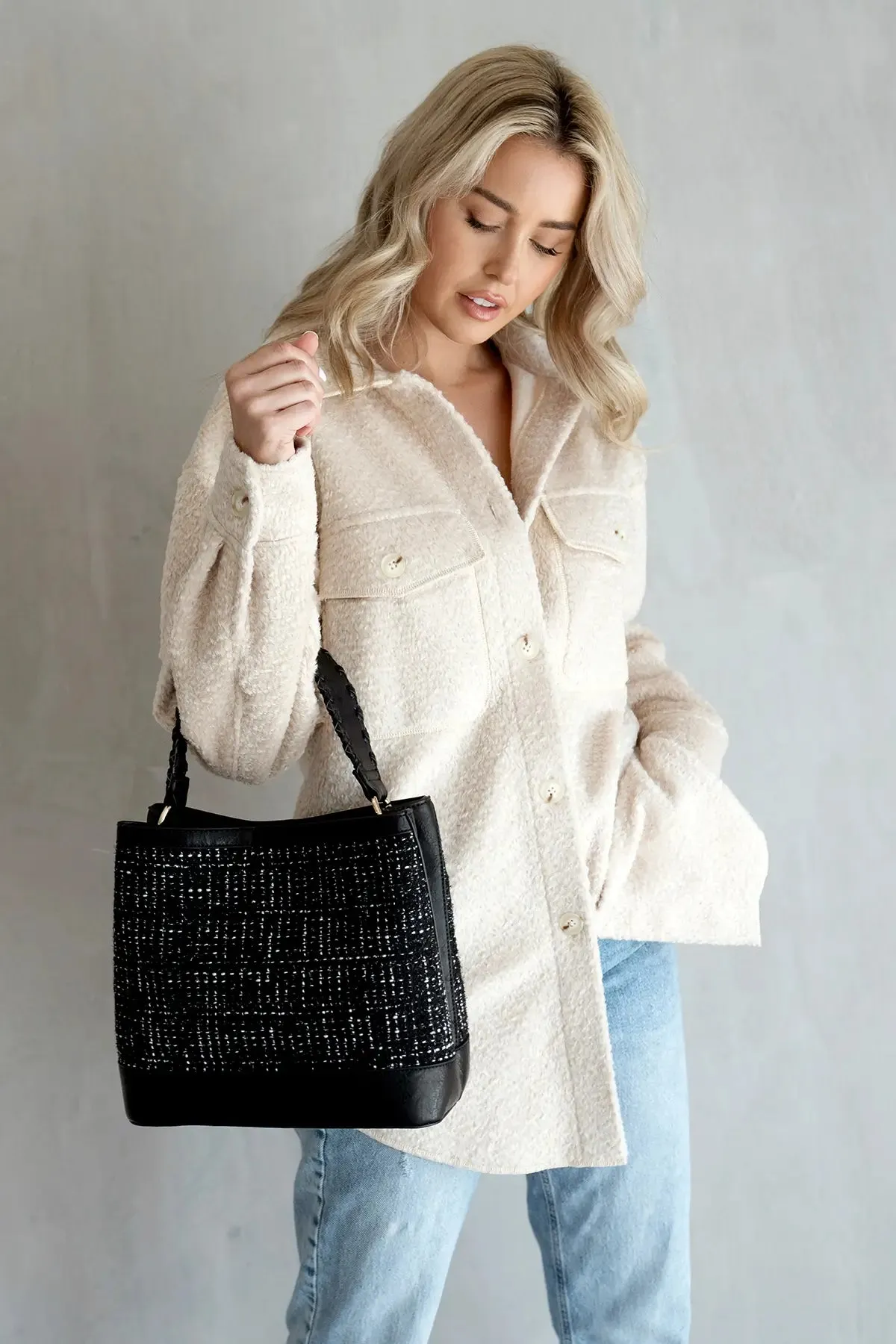 Tweed Handbag w/Crossbody