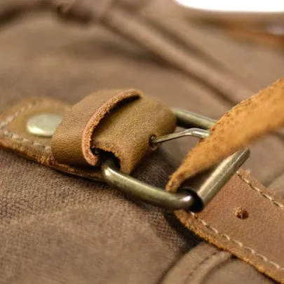 VINTAGE ART™ Groß Beutel Rucksack aus gewachste Canvas mit Leder für Damen & Herren. 15-Zoll