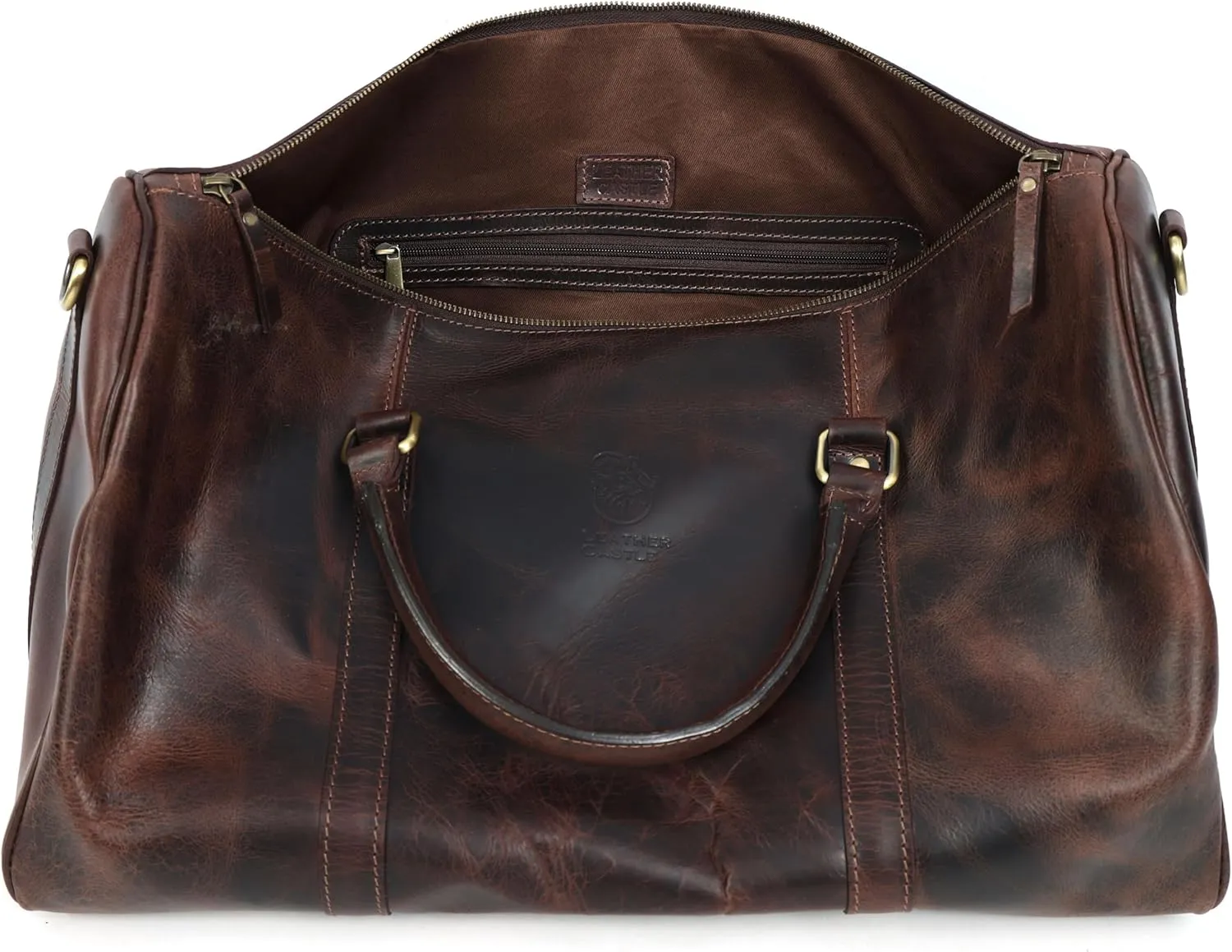 Vintage Leather Duffel Bag for Men | Weekender & Overnight Travel Bag | Durable Carry-On with Adjustable Strap | Handmade Duffle for Gym, Business & Adventure - 20-Inches (Burnt Brown)