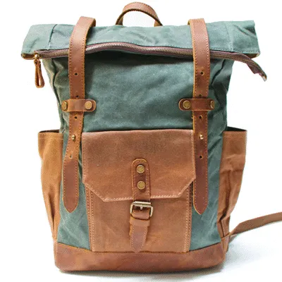 VINTAGE MARK I™ Groß Rucksack aus gewachste Canvas mit Leder. Damen & Herren