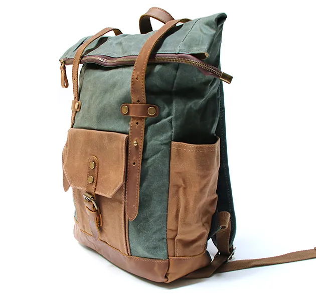 VINTAGE MARK I™ Groß Rucksack aus gewachste Canvas mit Leder. Damen & Herren