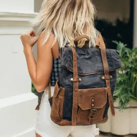 VINTAGE MARK I™ Groß Rucksack aus gewachste Canvas mit Leder. Damen & Herren