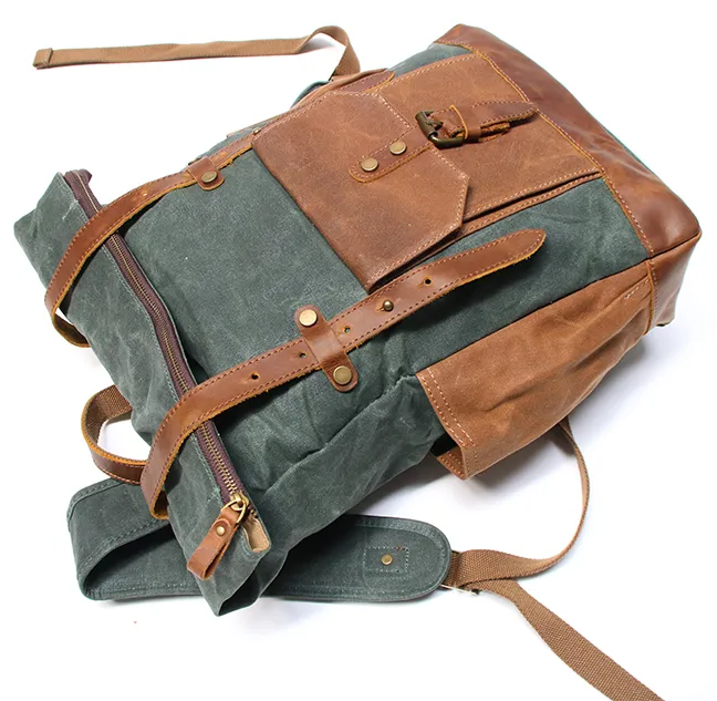 VINTAGE MARK I™ Groß Rucksack aus gewachste Canvas mit Leder. Damen & Herren