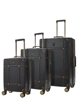 Vintage Set of 3 Suitcases - Black