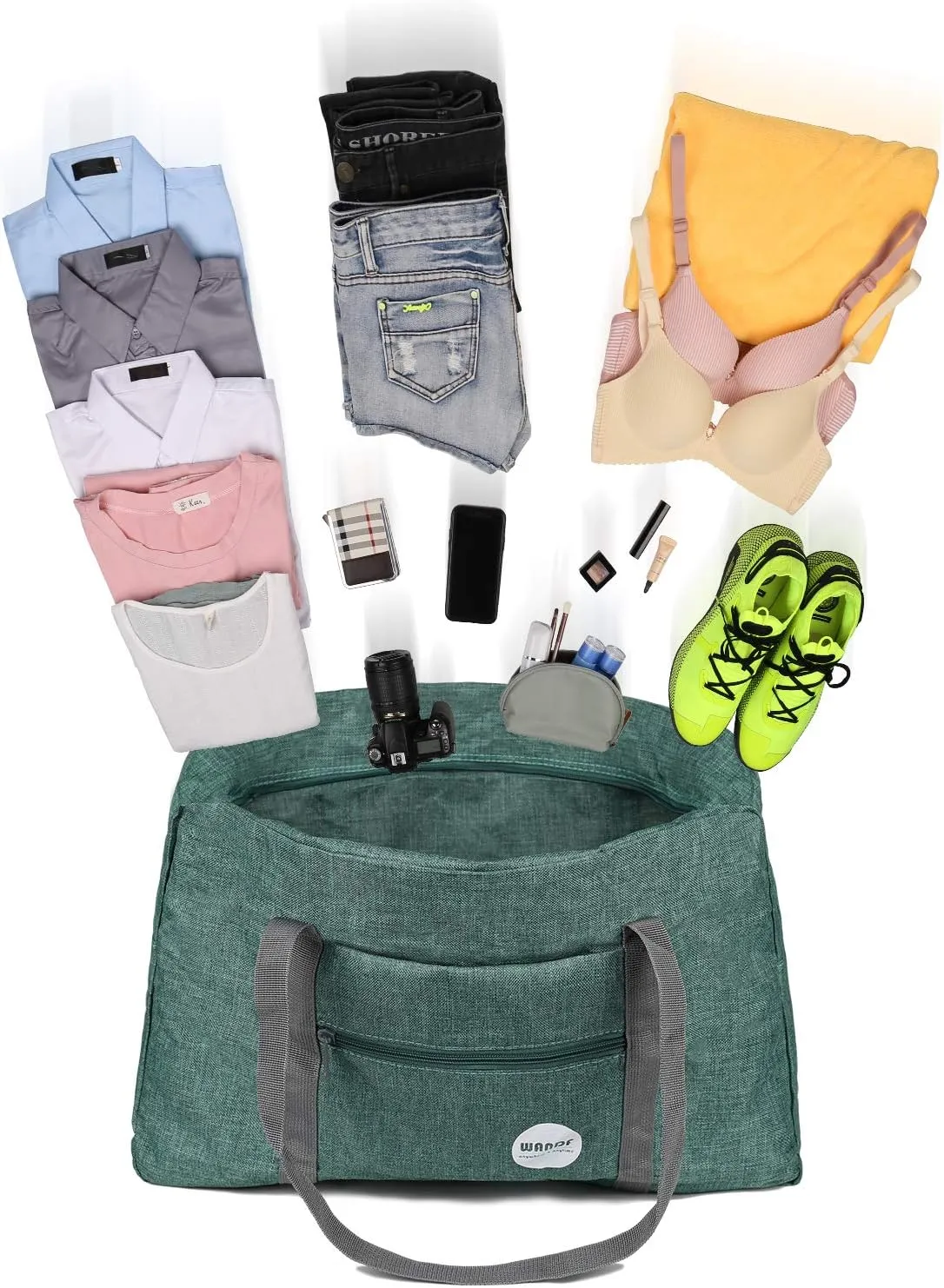 WANDF For Spirit Airlines Personal Item Bag 18x14x8 Travel Duffel Bag Underseat Foldable Carry-on Luggage for Women