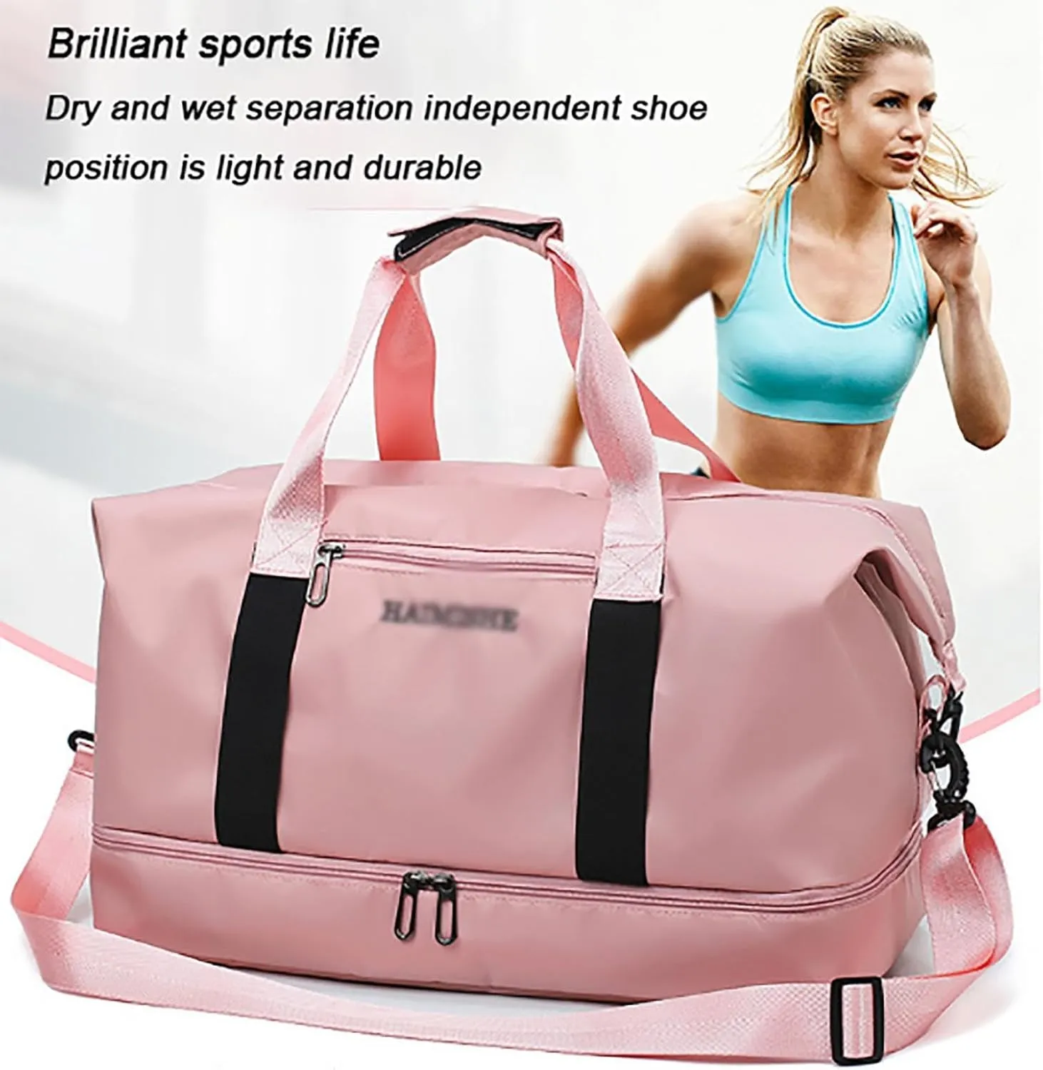 Waterproof Travel Duffel Bag/Dry Wet Separated Weekend Bag for Women Men/Cabin Bag/Sports Holdall Gym Carry on Bag/18.11x 9.84x10.23inch/30L,A