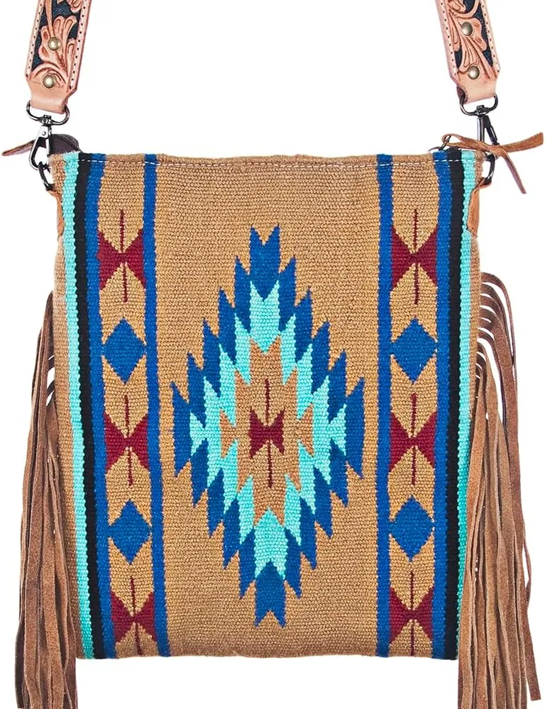 Western Women's Handbag: American Darling Saddle Blanket Leather Crossbody Purse