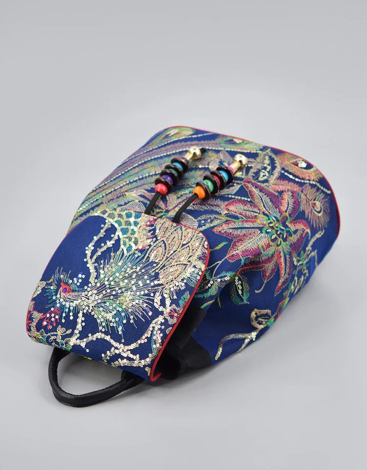 Womens Boho Canvas Backpack Purse Rucksack Bag