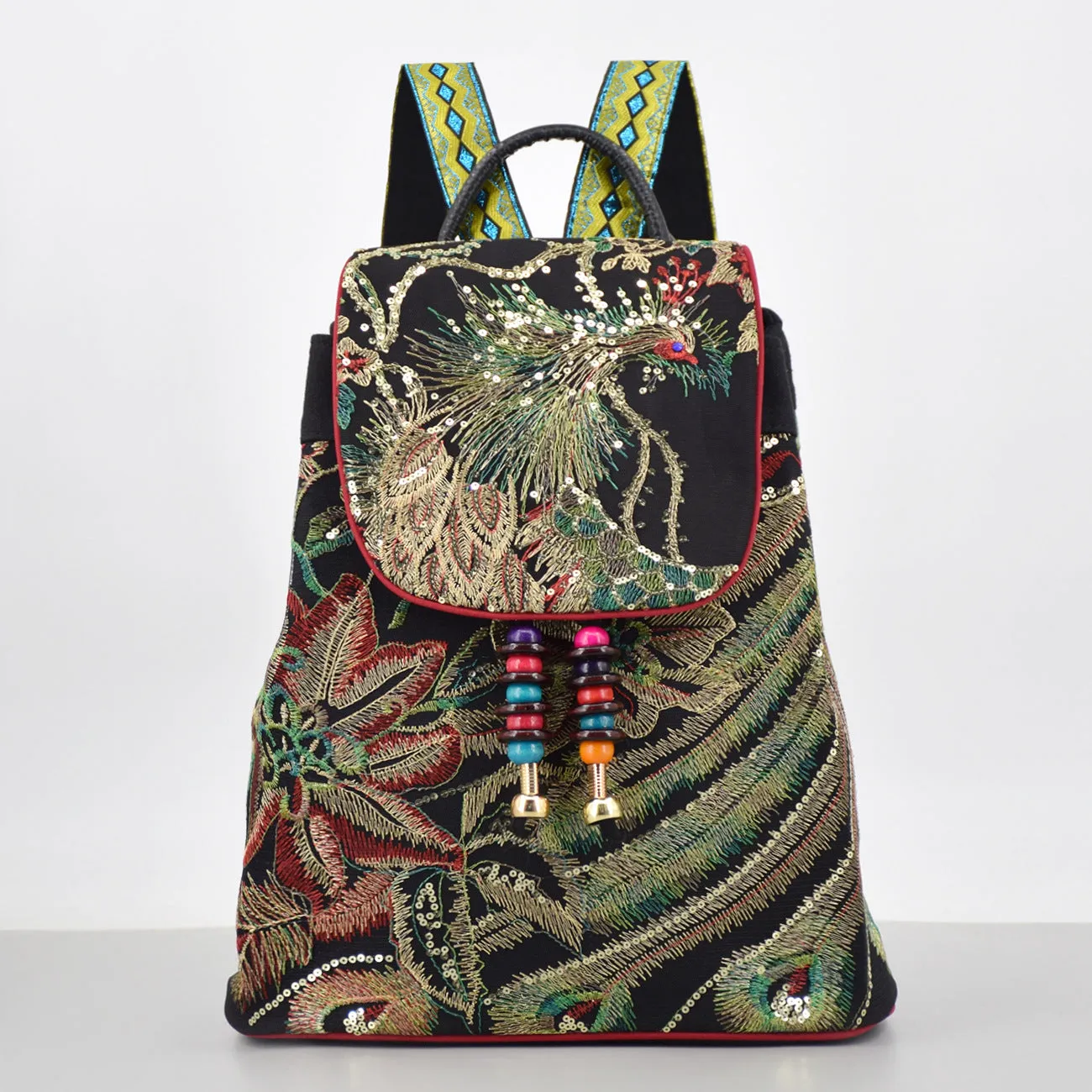 Womens Boho Canvas Backpack Purse Rucksack Bag