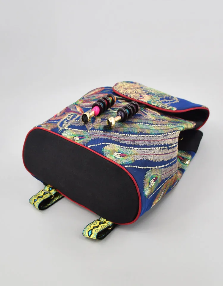 Womens Boho Canvas Backpack Purse Rucksack Bag
