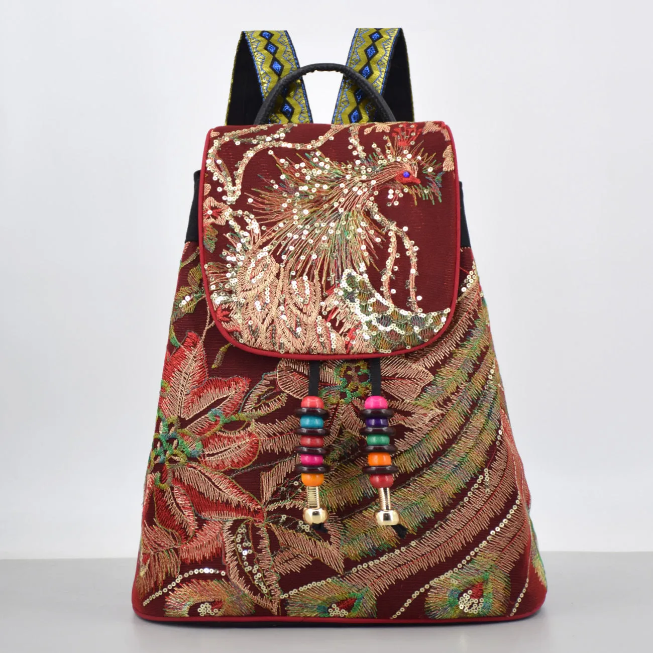 Womens Boho Canvas Backpack Purse Rucksack Bag