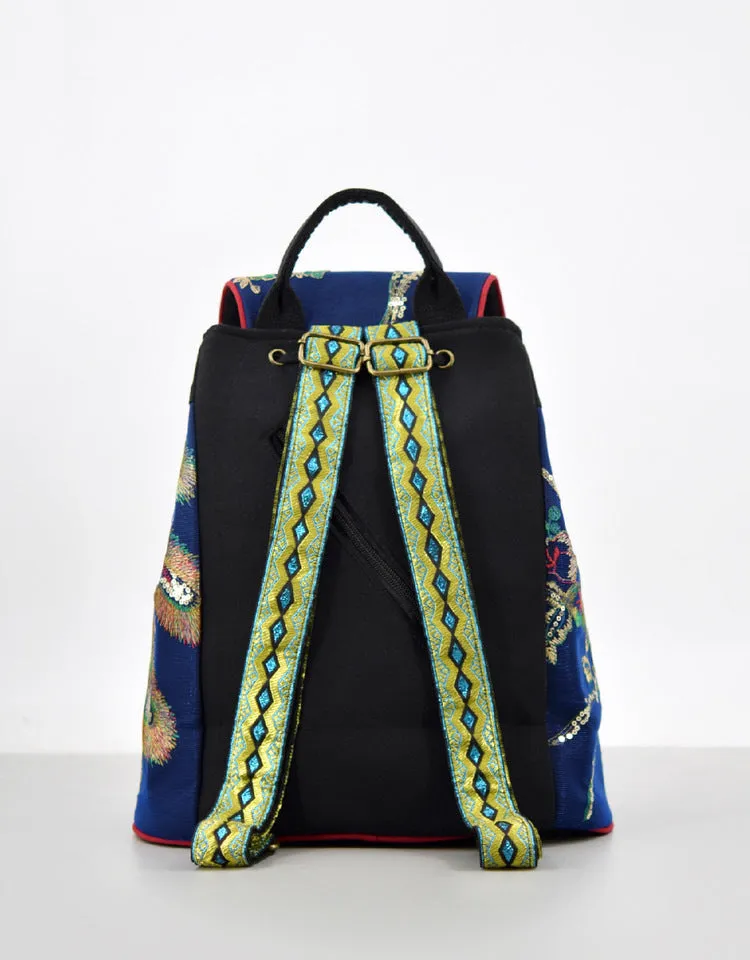 Womens Boho Canvas Backpack Purse Rucksack Bag